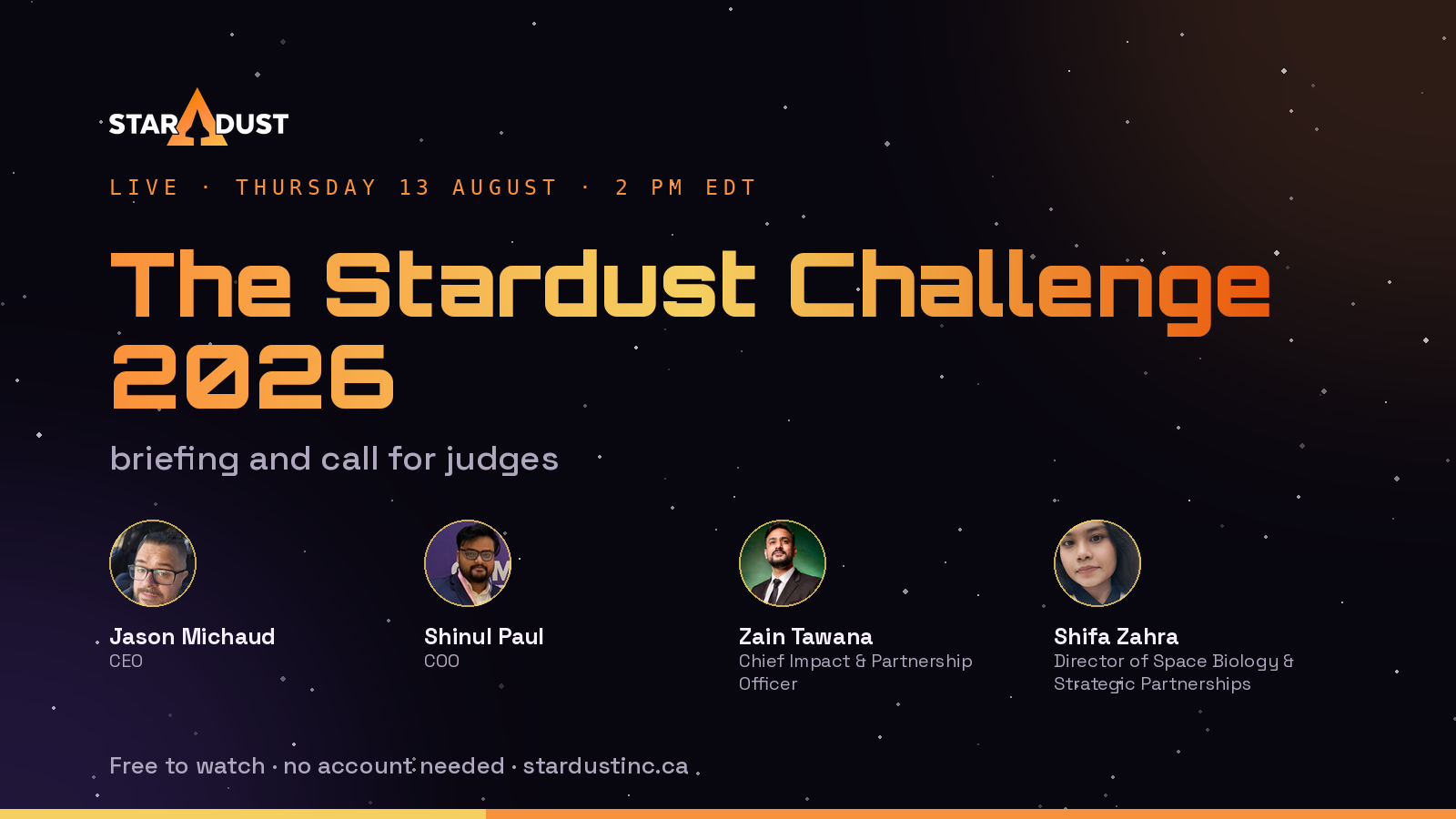 The Stardust Challenge 2026: briefing and call for judges
